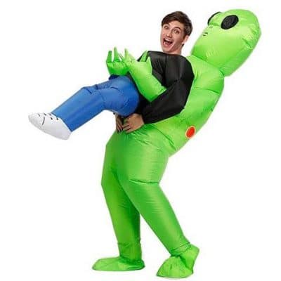 GREEN ALIEN CARRYING HUMAN COSTUME - 75% Off - Wizzgoo