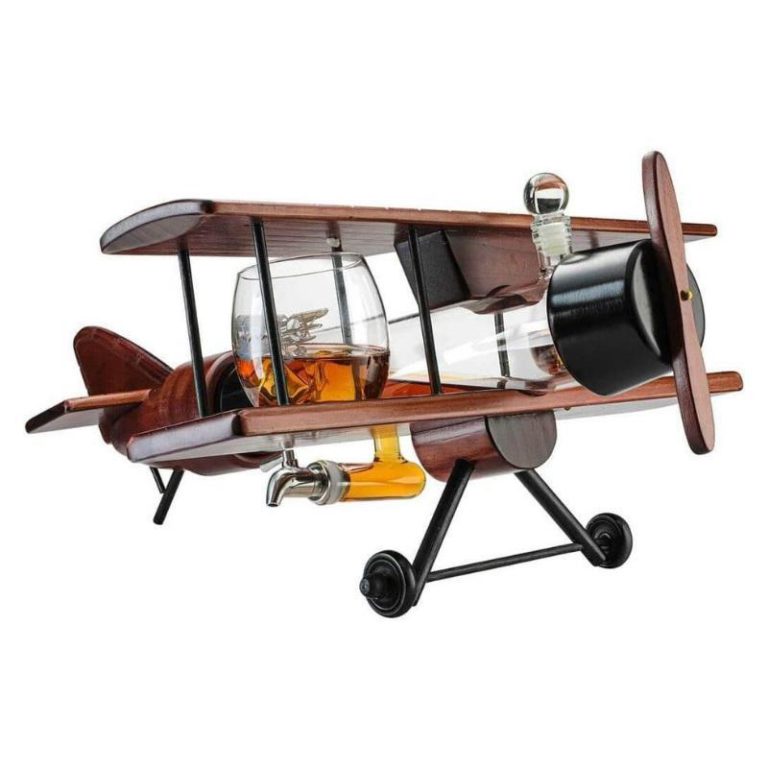 Airplane Whiskey Decanter With 2 Globe Wine Glasses Set Wizzgoo 2896