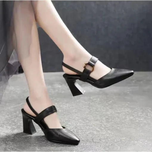 Women's Pointed Toe Block High Heel Sandals