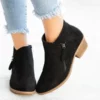 Womens Chunky Heel Side Zip Ankle Boots
