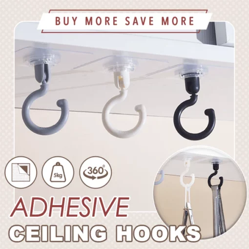 Powerful Adhesive Ceiling Hooks - W i z z g o o . c o m