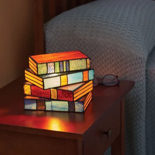 Stained Glass Stacked Books Lamp - Image 2