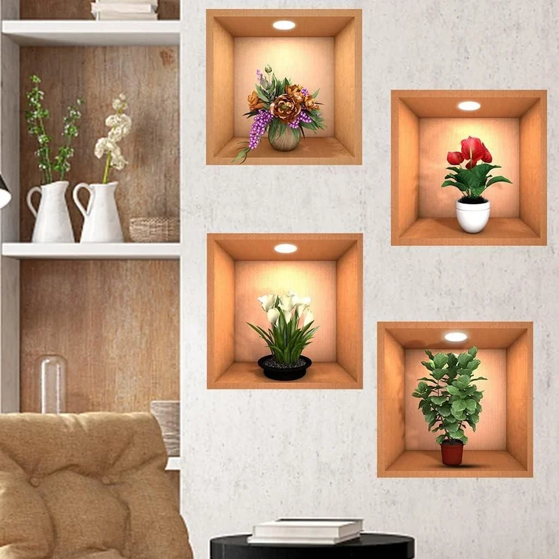 3D Wall Decor Stickers (Set of 4): Luxury Meets Affordability