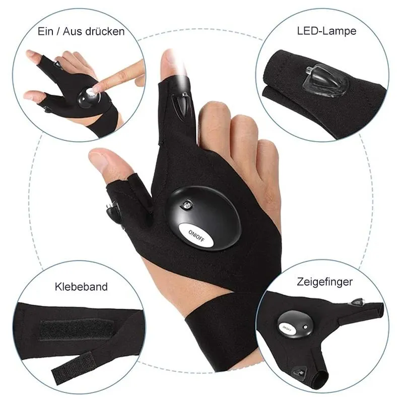 LED gloves with waterproof lighting