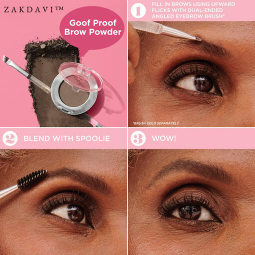 Zakdavi Cosmetics Goof Proof Brow Powder and Brush Set - Image 4