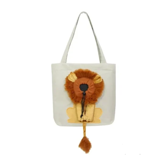 Lion-Shaped Pet Canvas Shoulder Bag - Image 6