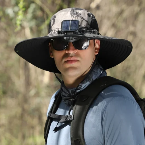 Wide Brim Solar Fan Outdoor Hat-Solar & USB Charging - Image 16