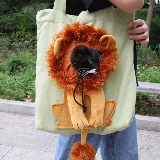 Lion-Shaped Pet Canvas Shoulder Bag - Image 2