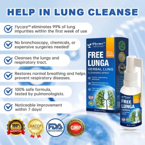 FLYCARE™ FreeLunga aids in lung cleansing without bronchoscopy, chemicals, or expensive surgeries. Its 100% safe formula restores normal breathing and prevents respiratory diseases.