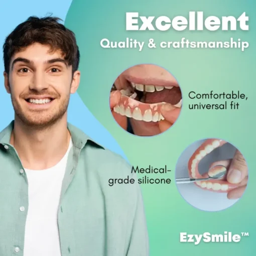 High-quality silicone used in EzySmile™ dental veneers.