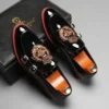 2024 Newest Black Handmade Leather Loafers for Men