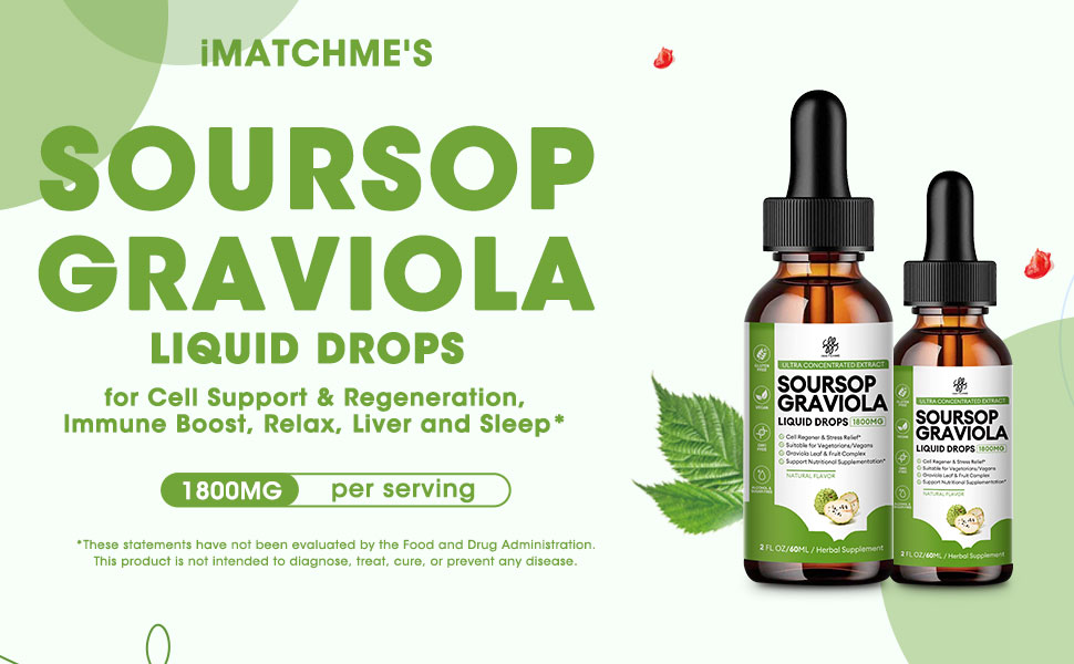 Soursop Graviola Liquid Drops deliver a potent blend of antioxidants, supporting your body's natural defenses and overall vitality.