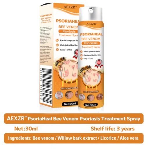 AEXZR™ PsoriaHeal Bee Venom Psoriasis Treatment Spray is a reliable and effective solution for anyone battling psoriasis symptoms.