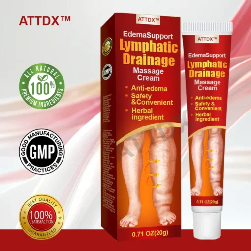 Increase your daily comfort with ATTDX™ EdemaSupport Lymphatic Drainage Massage Cream.