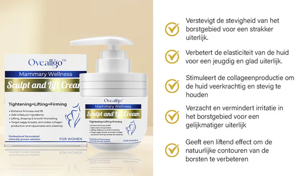 Oveallgo™ Borst Wellness Sculpt en Lift Crème vermindert ongemak door hormonale veranderingen.