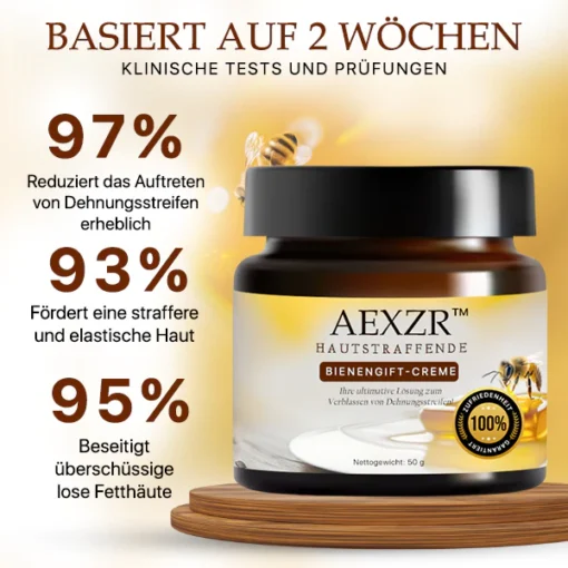 AEXZR™ Hautstraffende Bienengift-Creme: Reduziert sichtbar das Erscheinungsbild von Dehnungsstreifen.