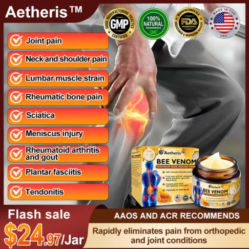 Eliminate arthritis symptoms in 1-2 weeks with Aetheris™ Bee Venom Arthritis Therapy Cream for complete recovery.