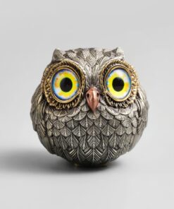 Lucky Owl Guardian – Handcrafted figurine made from bronze and copper, perfect for card protection and home decor.