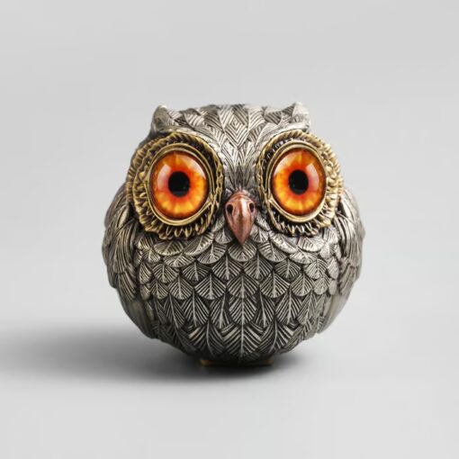 Lucky Owl Guardian – A detailed bronze owl figurine designed to protect your cards and enhance your luck.