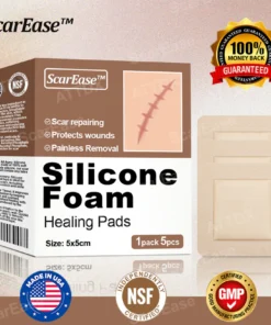 ScarEase™ SiliconeFoam Healing Pads are waterproof and breathable, offering continuous scar protection.