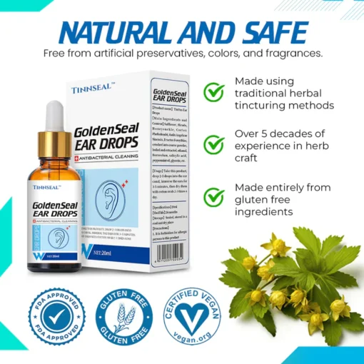 Tinnseal™ Goldenseal Ear Drops soothe ear discomfort and support overall ear health.