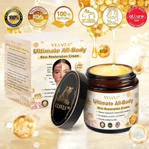 Discover healthier, radiant skin with VLSVLS™ Ultimate All-Body Skin Restoration Cream.