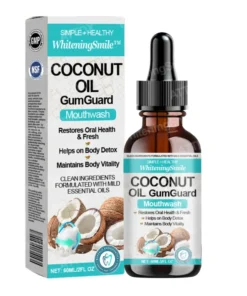 WhiteningSmile™ Coconut Oil GumGuard Mouthwash with anti-inflammatory benefits.