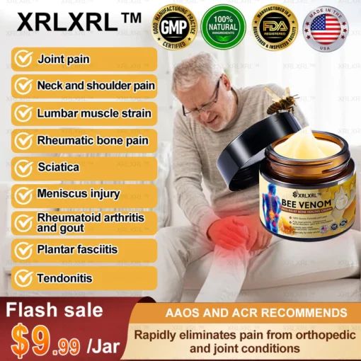 XRLXRL™ Bee Venom Arthritis Therapy Cream offers natural relief with bee venom and glucosamine for arthritis sufferers.