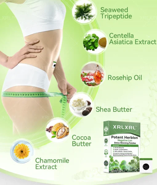 XRLXRL™ Potent HerbIon Negative Ion Detox Slimming Patches hydrate and firm your skin with high-quality ingredients.