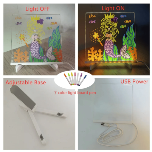 Kids Creative LED Board allows children to draw and write messages, boosting creativity and imagination with vibrant LED lights.