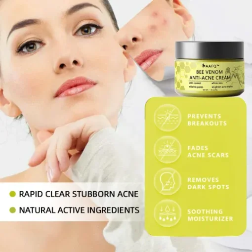 Enjoy a scar-free healing process with Bee Venom AAFQ™ Anti-Acne Cream—painless and clinically proven for acne removal.