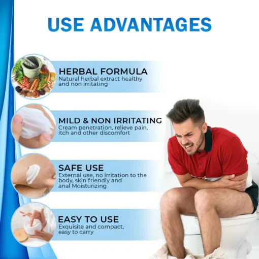 Enjoy fast-acting relief with Fivfivgo™ Herbal Hemorrhoid Relief Cream, specifically formulated to penetrate deeply and reduce swelling and pain.