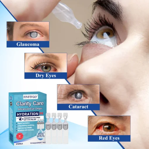 Safe for contact lens users, Fivfivgo™ Clarity Care Advanced Eye Drops provide essential relief.