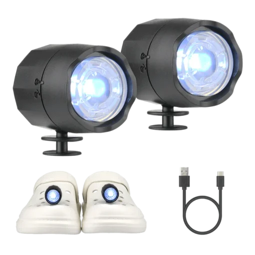 Enjoy three lighting modes with Mini Headlights for Crocs: continuous light, fast flashing, and slow flashing for your convenience.