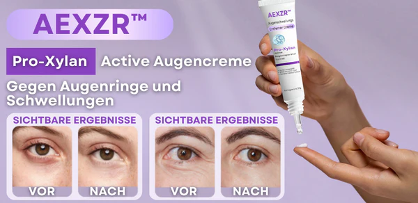 Die sanfte Formel der AEXZR™ Augenschwellungs Entferner Creme bietet sofortige Ergebnisse und bekämpft Schwellungen und Augenringe effektiv.