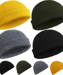 4 Pieces Trawler Beanie Watch - Warm and comfortable hats made from high-quality materials.