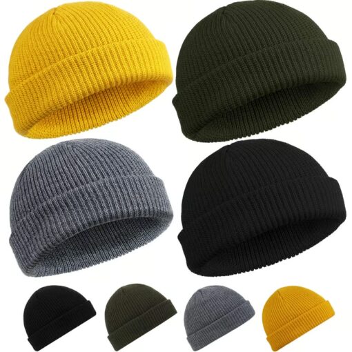 4 Pieces Trawler Beanie Watch - Warm and comfortable hats made from high-quality materials.