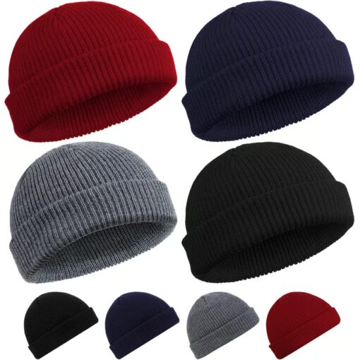 4 Pieces Trawler Beanie Watch set with different colored stylish and comfortable hats.