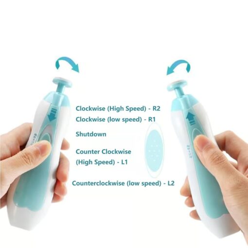 Baby Electric Nail Clippers ergonomic handle design for a comfortable grip.