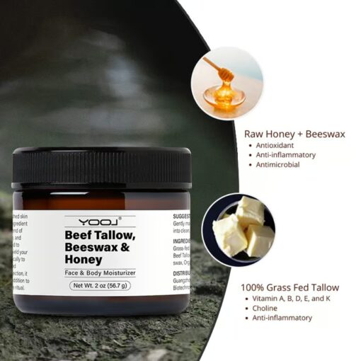 Keep your skin soft and smooth all day with the nourishing power of Beef Tallow Beeswax and Honey Face Moisturizer.