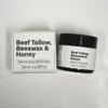 Beef Tallow Beeswax and Honey Face Moisturizer deeply hydrates and nourishes the skin with natural, organic ingredients.