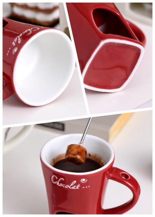 Ceramic Fondue Mug designed for smooth and long-lasting melted chocolate and cheese.