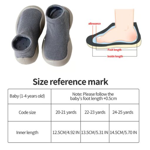 Childrens Sock Shoes – Flat heel design for a comfortable fit and easy walking.