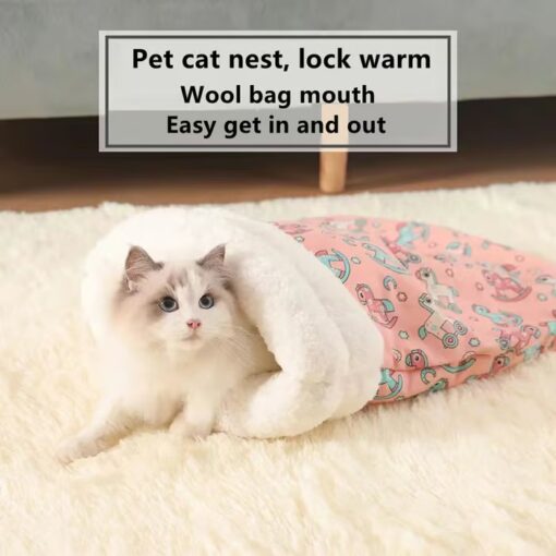 The Cozy Cat Sleeping Bag provides all-around warmth and comfort for your pet during winter months and cold weather.