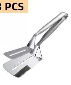 Food Flip Clip: Durable stainless steel tong for safe flipping and turning of food on the griddle or pan.