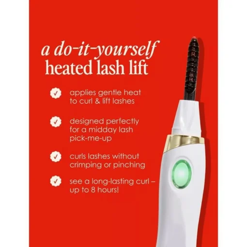 The Heated Lash Curling Tool is a portable, rechargeable, and user-friendly design for easy curling anytime, anywhere.