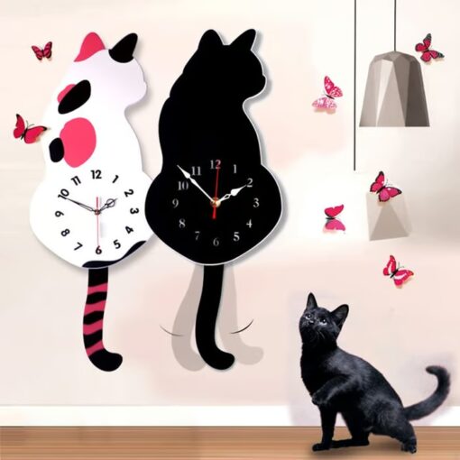 Add a touch of personality to your room with the Nordic Cat Wagging Tail Wall Clock.