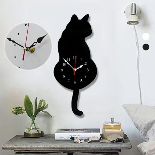 The Nordic Cat Wagging Tail Wall Clock is a playful addition to your home decor.