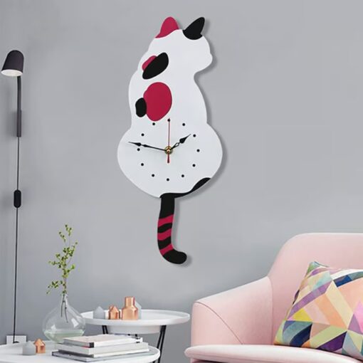 Brighten your space with the whimsical movement of the Nordic Cat Wagging Tail Wall Clock.