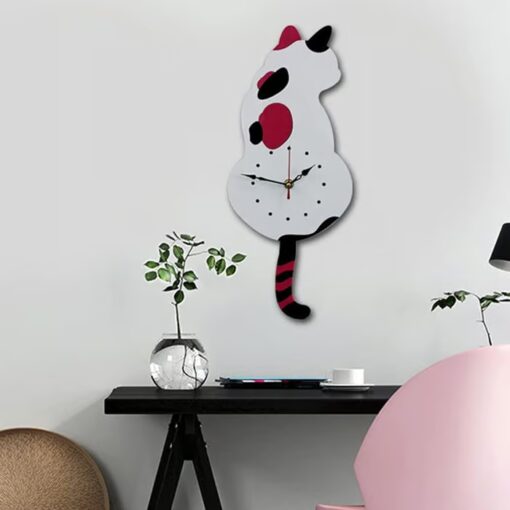 The Nordic Cat Wagging Tail Wall Clock is the perfect timepiece for cat lovers.